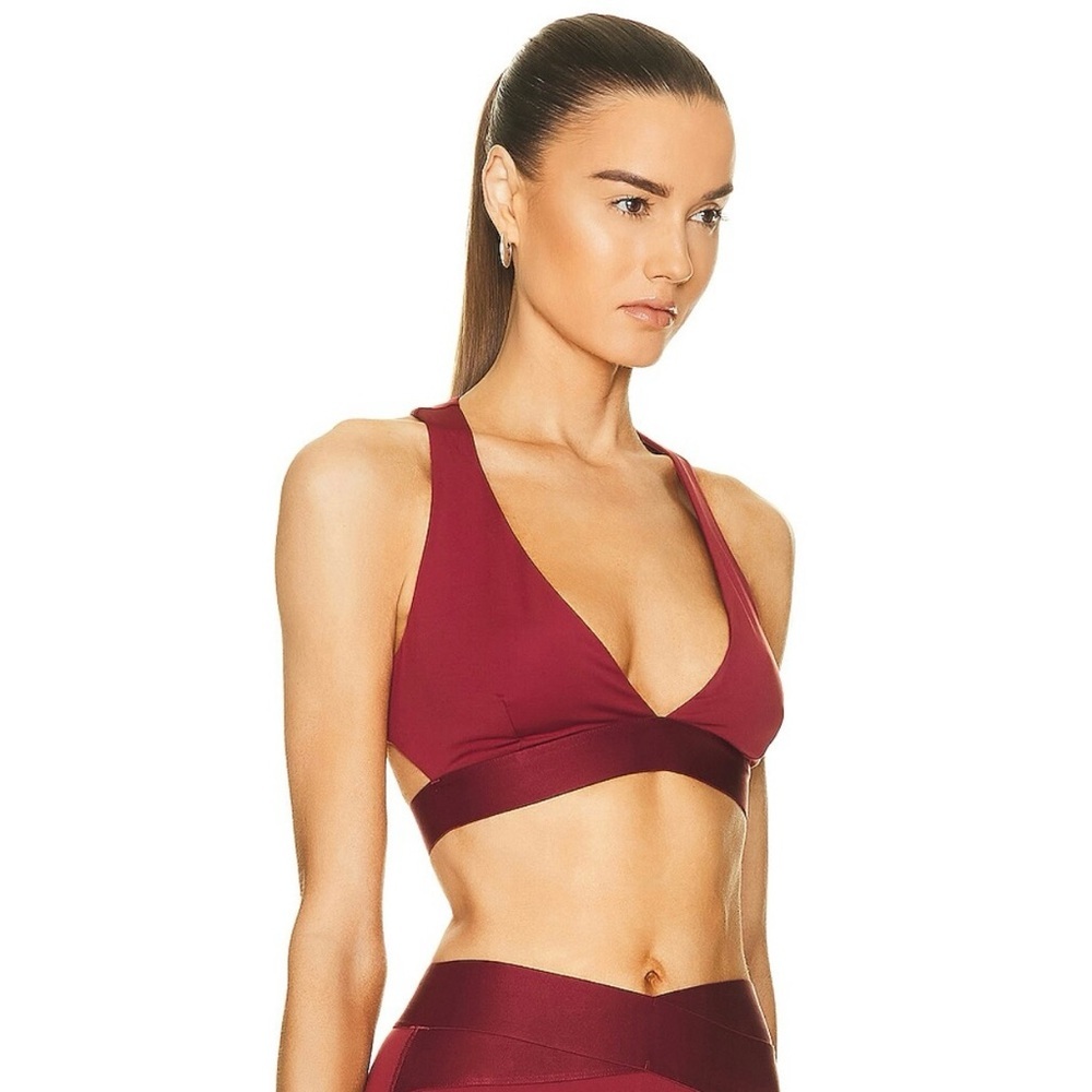 Le Ore Ancona Sports Bra Burgundy Cutout Open Back Racerback Size L NWT - Picture 11 of 12